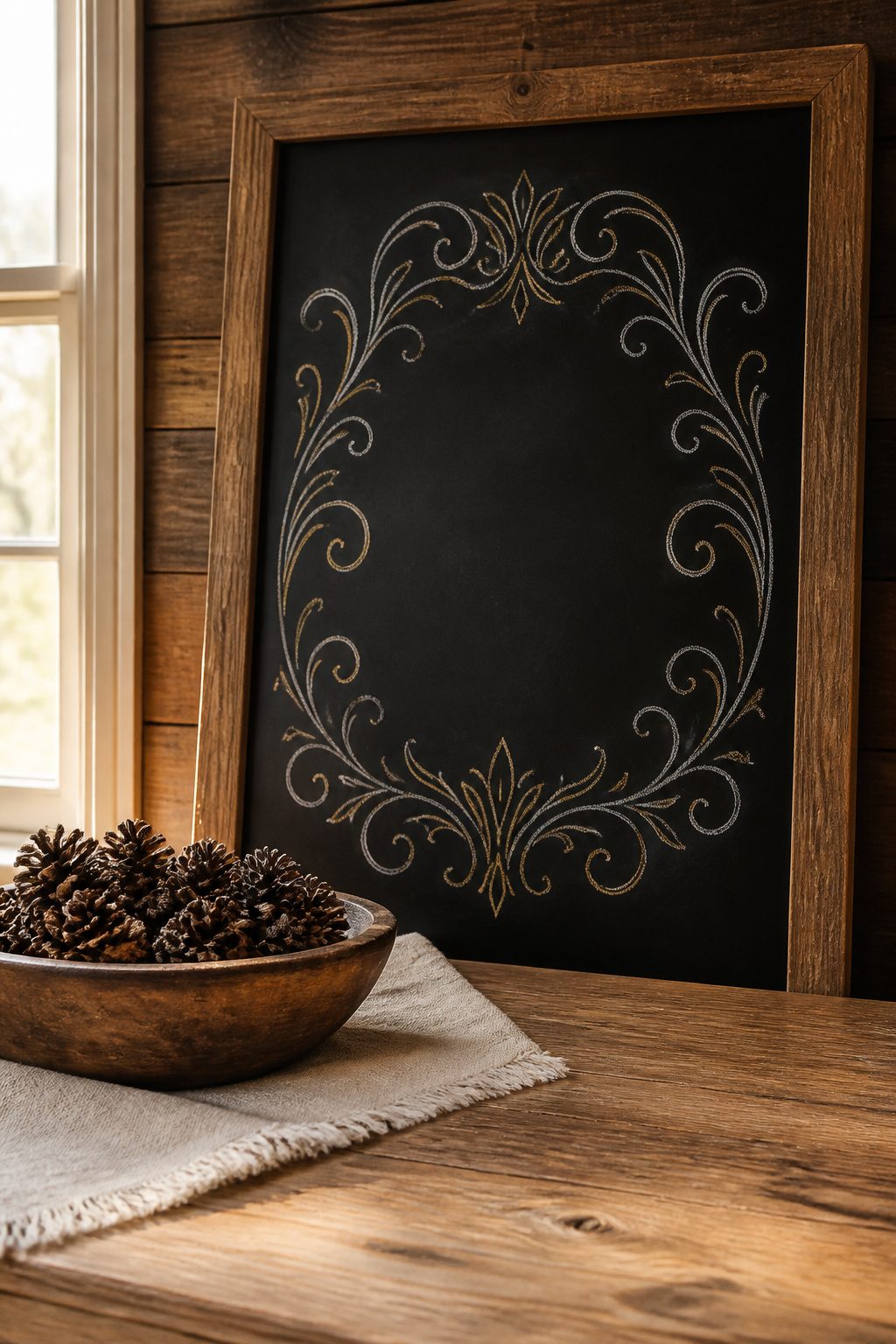 Christmas Chalkboard Doodles: 23 Festive Drawing Ideas for 2026 12 Filigree swirls surrounding the words 'Merry Christmas' on a chalkboard.