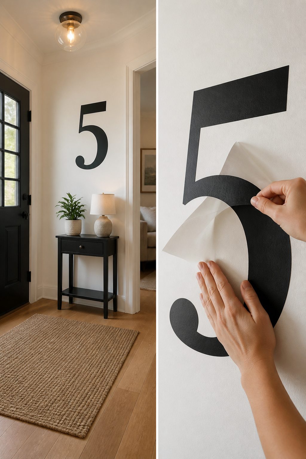 Decorating with Numbers: Design Ideas for 2026 11 Close-up of a vinyl number decal applied to a wall.