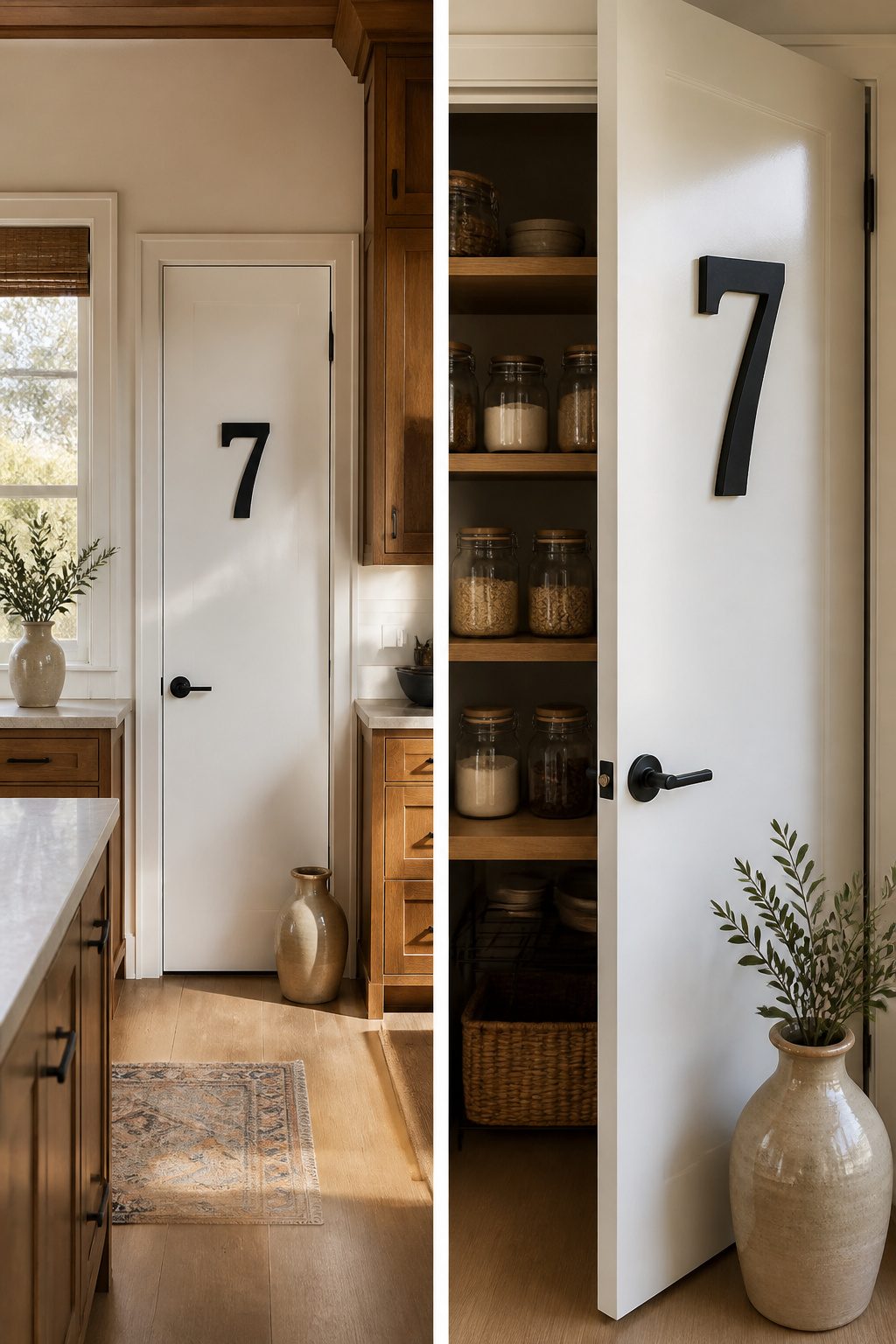 Decorating with Numbers: Design Ideas for 2026 2 Close-up of a vinyl number decal applied to a pantry door.