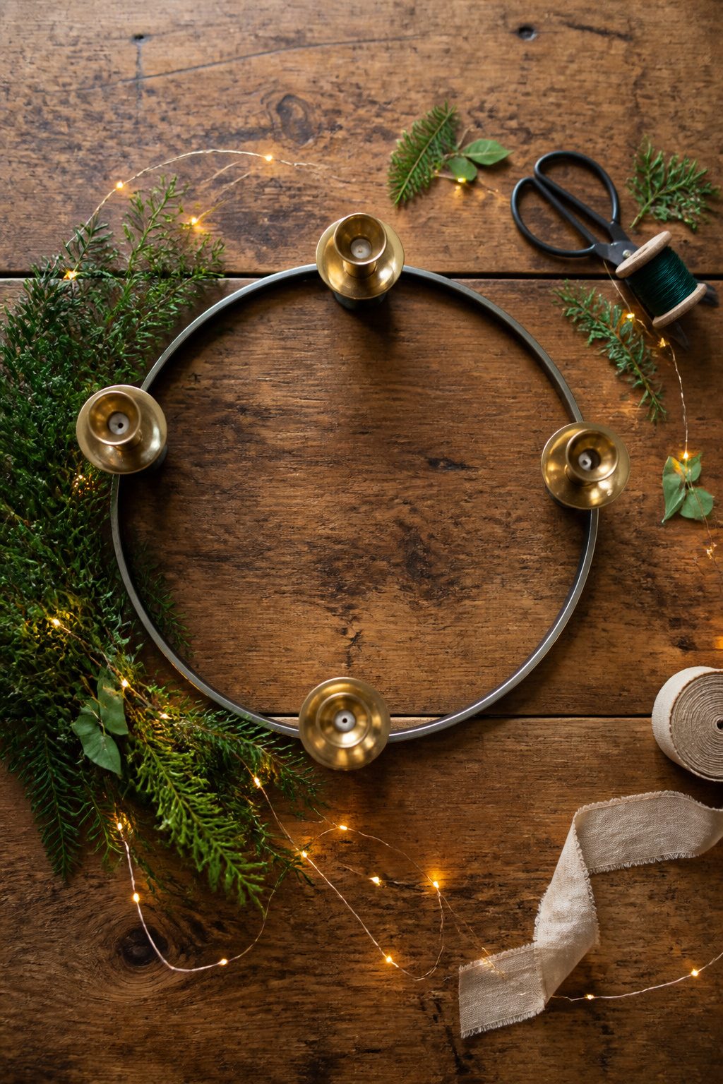 DIY Advent Candle Holder Ideas for 2026: Wreaths, Spirals and Displays 3 Candle holders arranged evenly on a metal ring.
