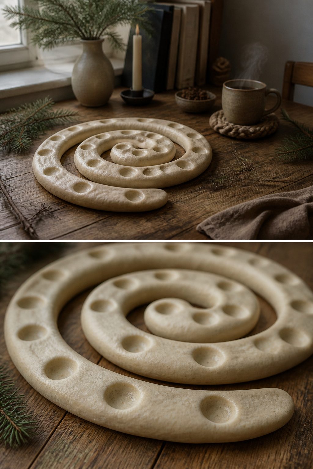 DIY Advent Candle Holder Ideas for 2026: Wreaths, Spirals and Displays 9 Homemade salt dough spiral for Advent candles.