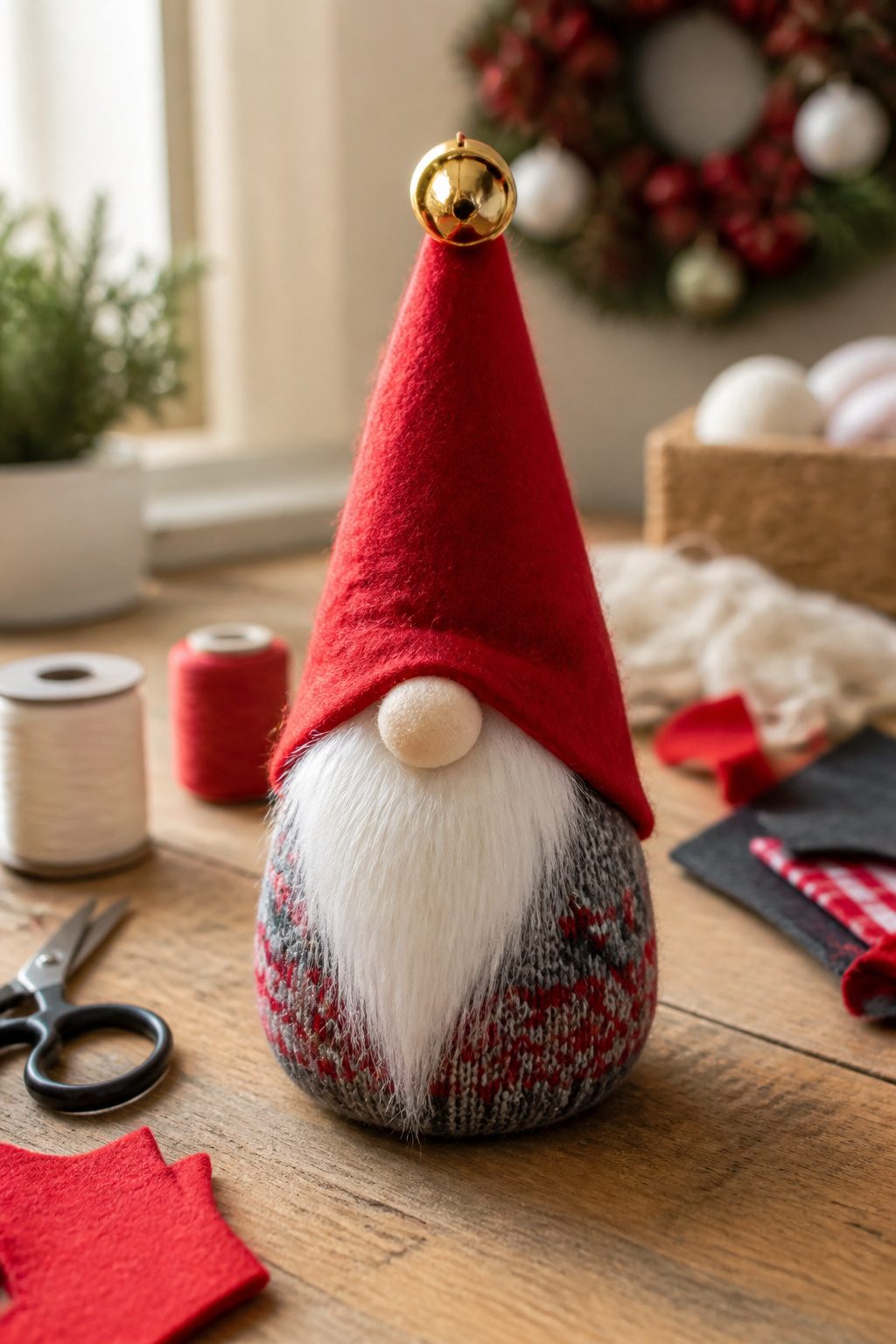 Gnome ornaments made from socks and felt.