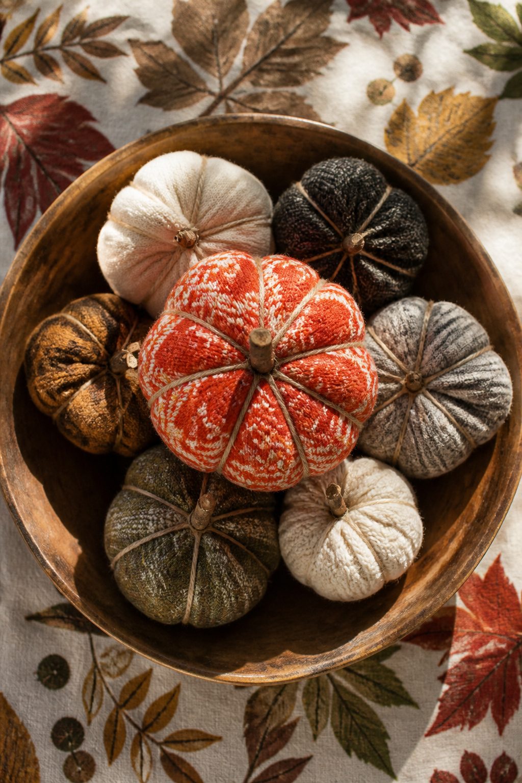 15 Fall Craft Ideas for Adults: Pumpkins, Wreaths, Signs & More 7 A stuffed sock shaped like a pumpkin, cinched and decorated.