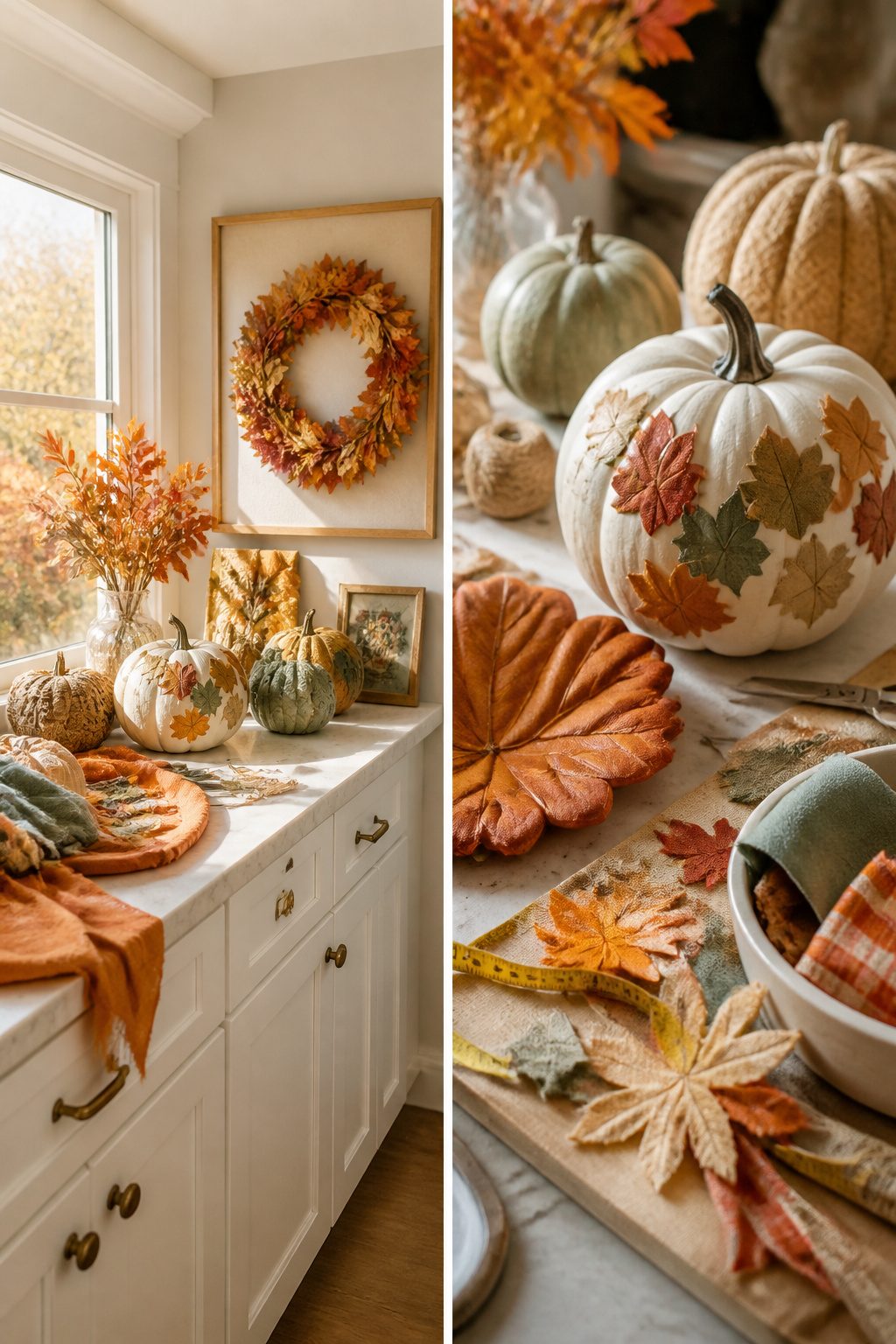 15 Fall Craft Ideas for Adults: Pumpkins, Wreaths, Signs & More 22 A side-by-side comparison of Pinterest photos and real-life crafting.