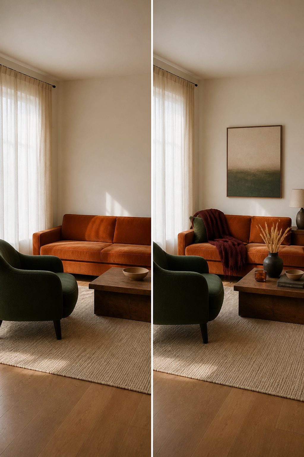 Fall Home Tour 2026: Six Ideas for Warm Autumn Style 1 A room featuring deep red and orange decor elements.