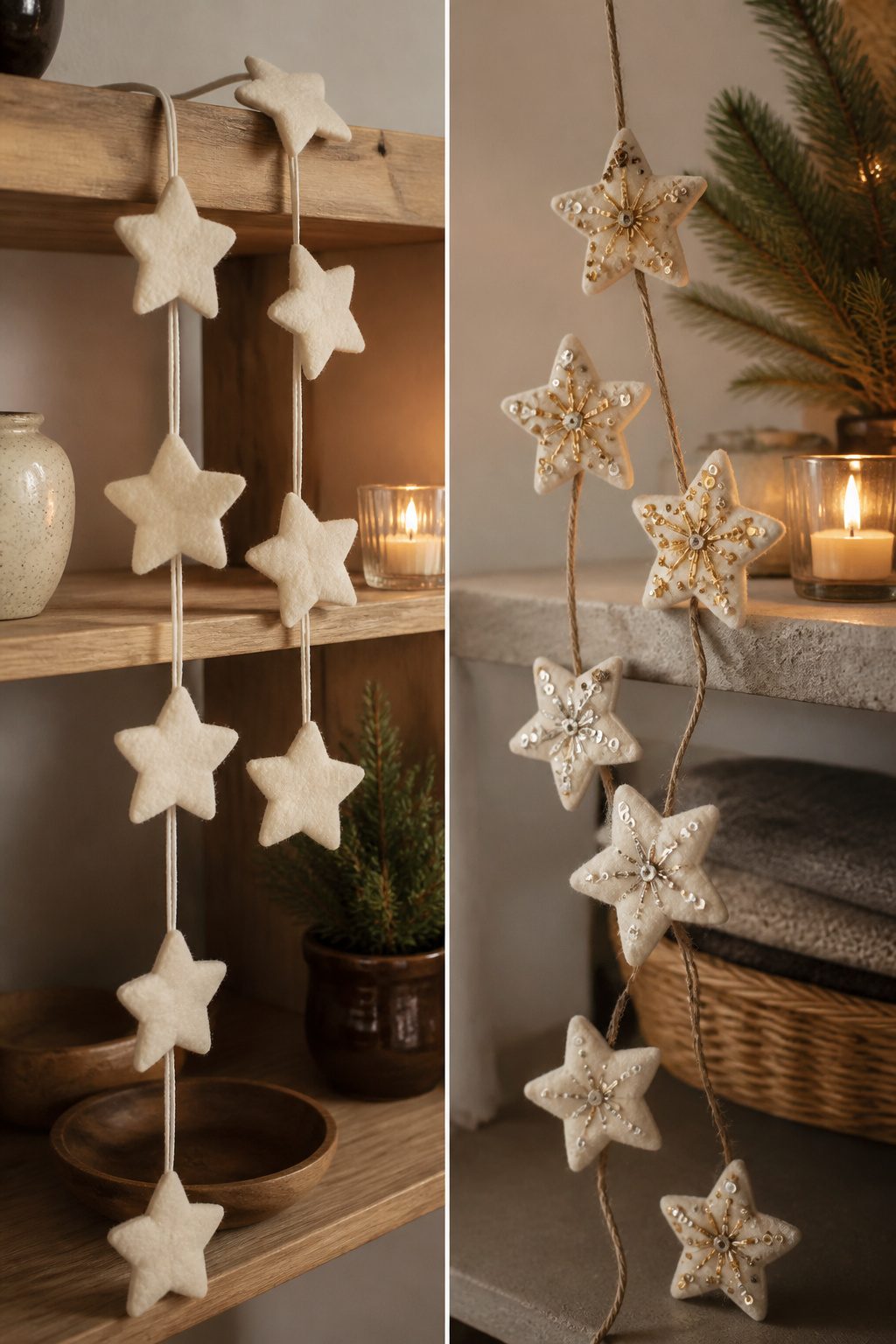 A display of plain felt stars, showcasing their minimalist design.