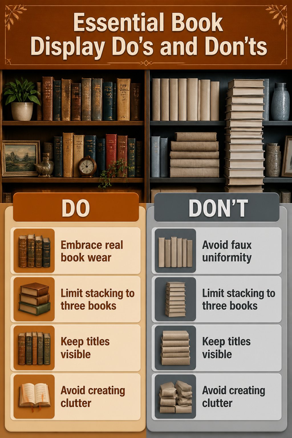 A shelf of uniform books that lack visual interest.