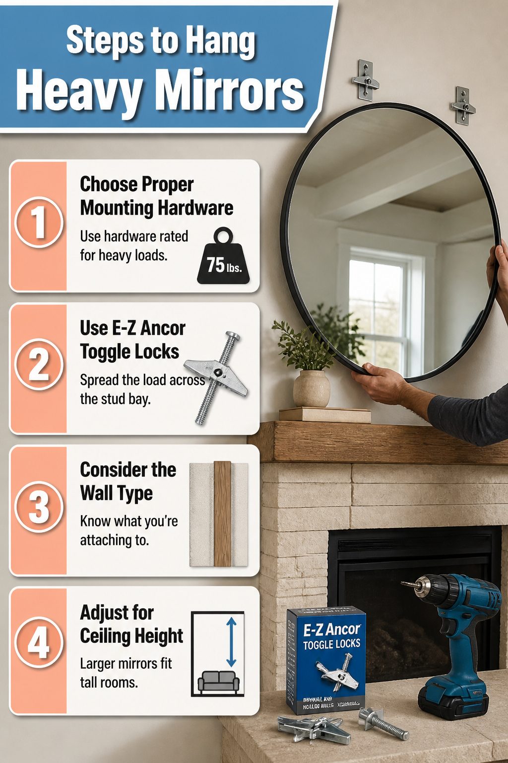 8 Mirror Mantel Decor Ideas for Fireplaces in 2026 12 Steps to hang heavy mirrors securely above a mantel.