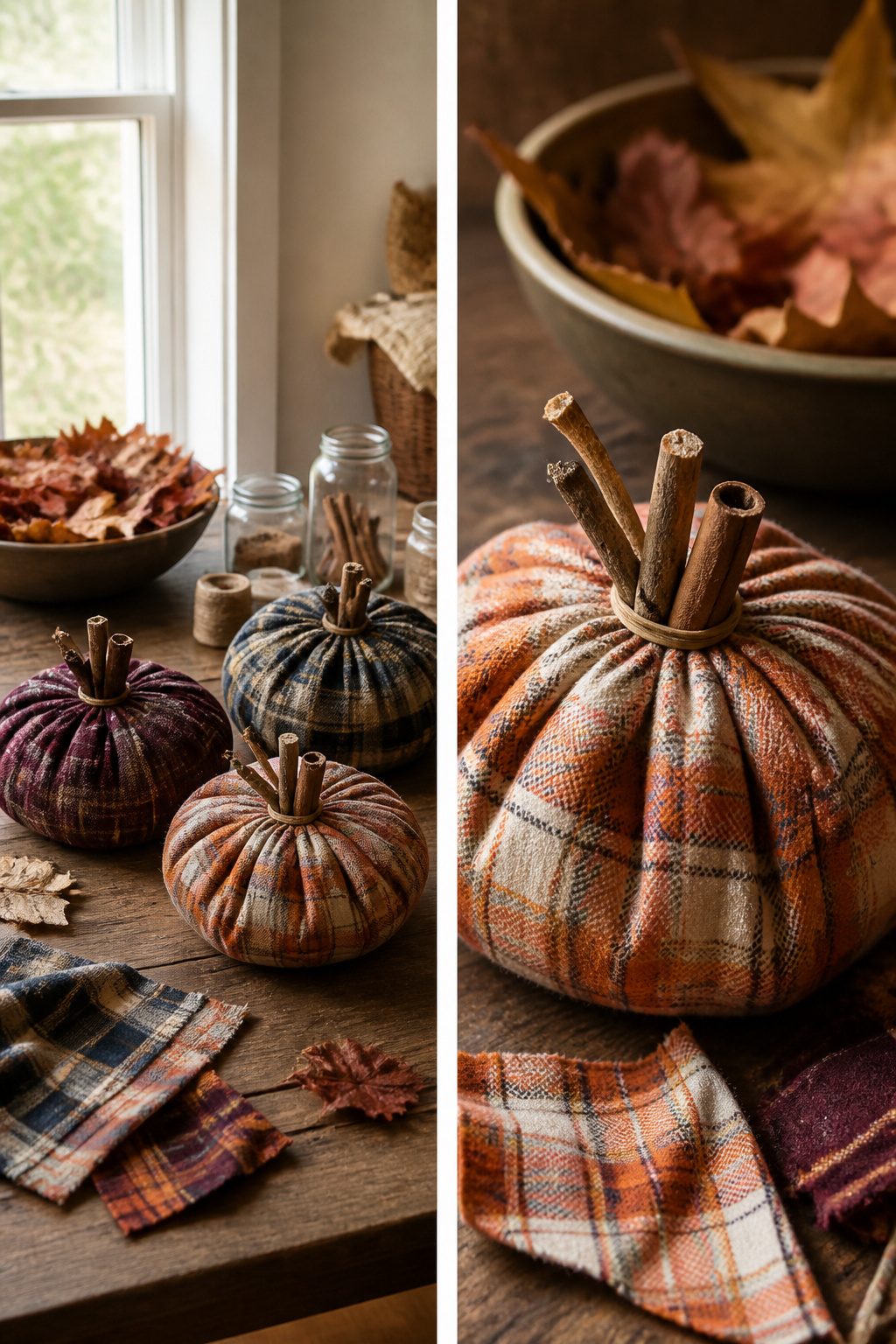 25 Pumpkin Craft Ideas for Fall Decor, Kids, and Adults (2026) 5 No-sew flannel pumpkins crafted with rubber bands and sticks.