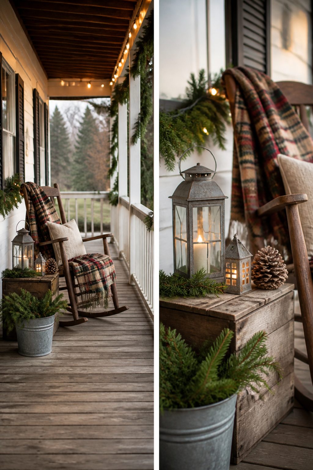 Wood, metal, and fabric textures arranged on a small porch.