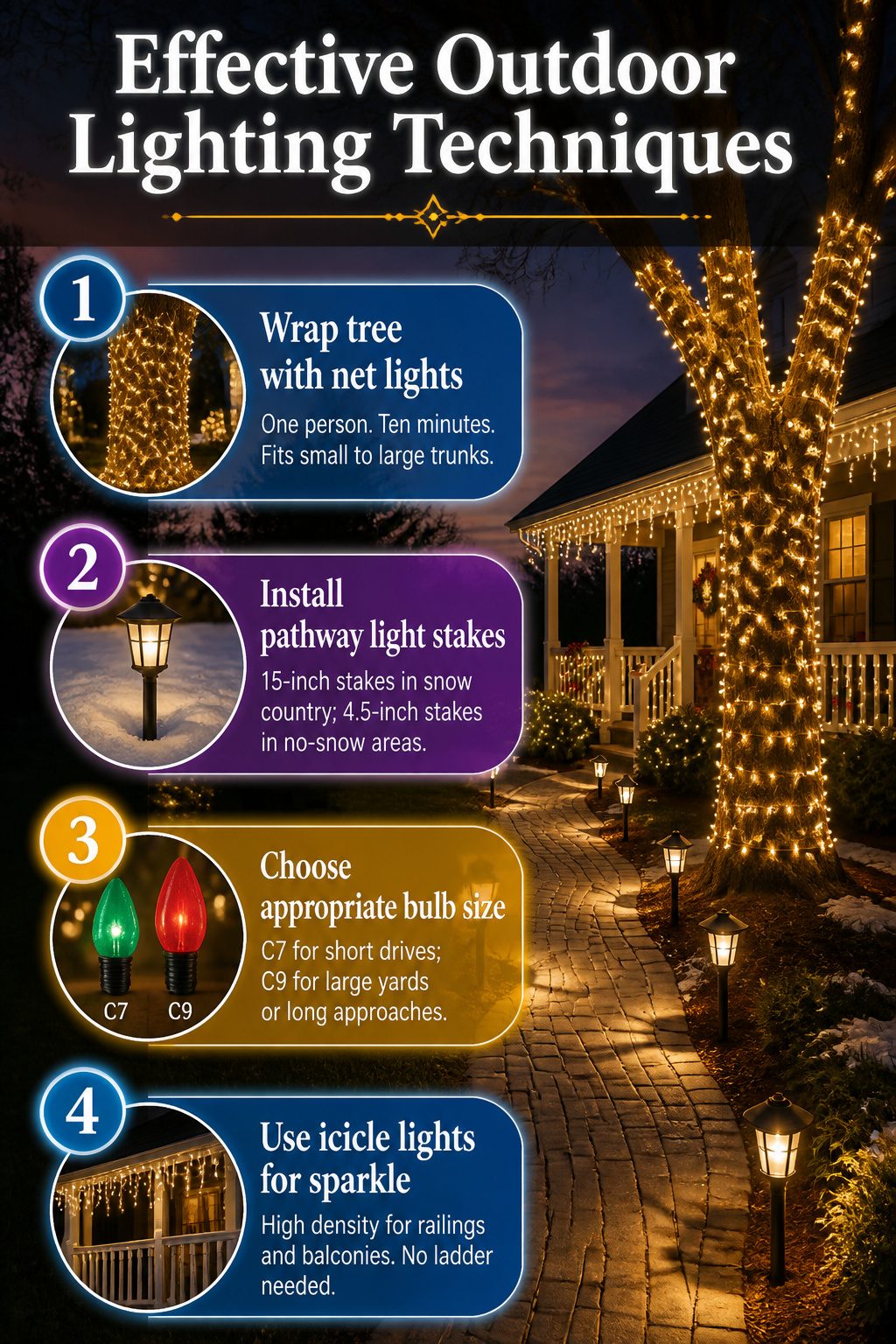 8 Simple Outdoor Christmas Decor Ideas for 2026 10 An overview of effective outdoor lighting techniques for Christmas decor.