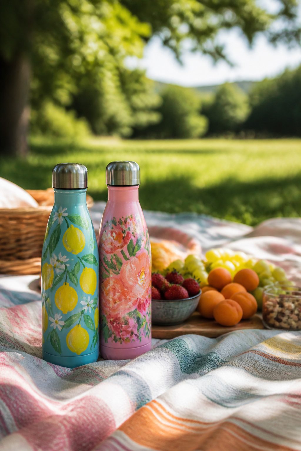 40 Summer Craft Ideas for Adults and Kids to Make in 2026 22 Stainless steel water bottles with colorful hand-painted designs.
