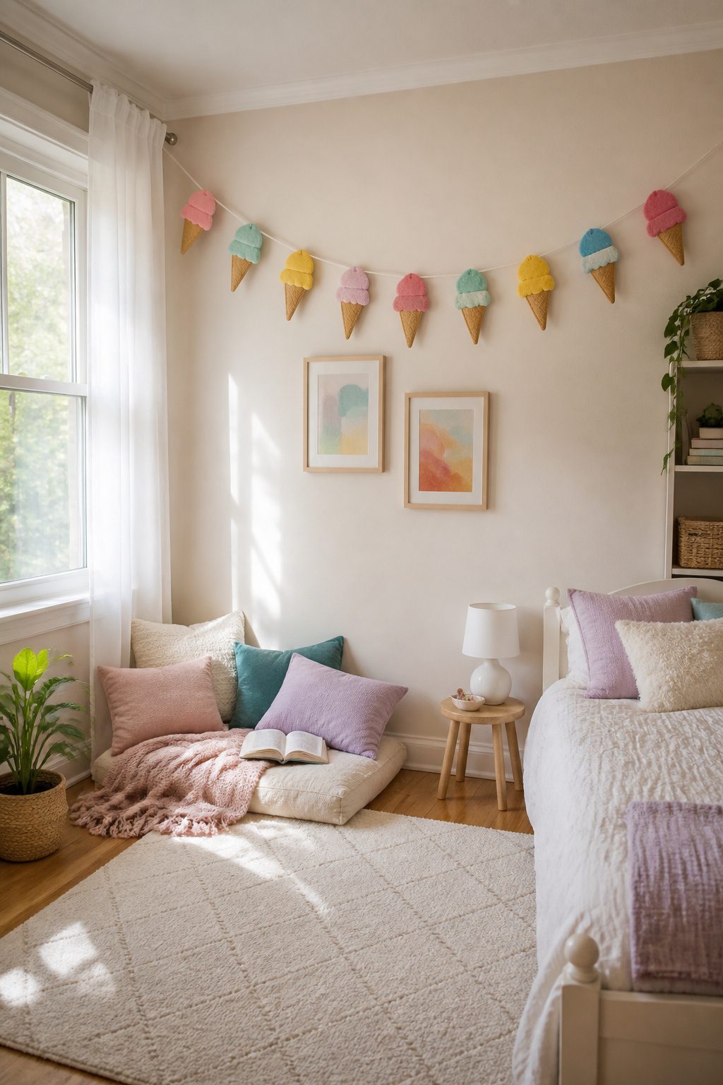 40 Summer Craft Ideas for Adults and Kids to Make in 2026 29 Garland made from felt ice cream cones and scoops.