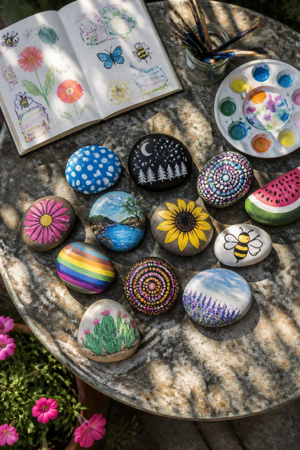 40 Summer Craft Ideas for Adults and Kids to Make in 2026 21 Smooth river rocks painted with colorful designs.