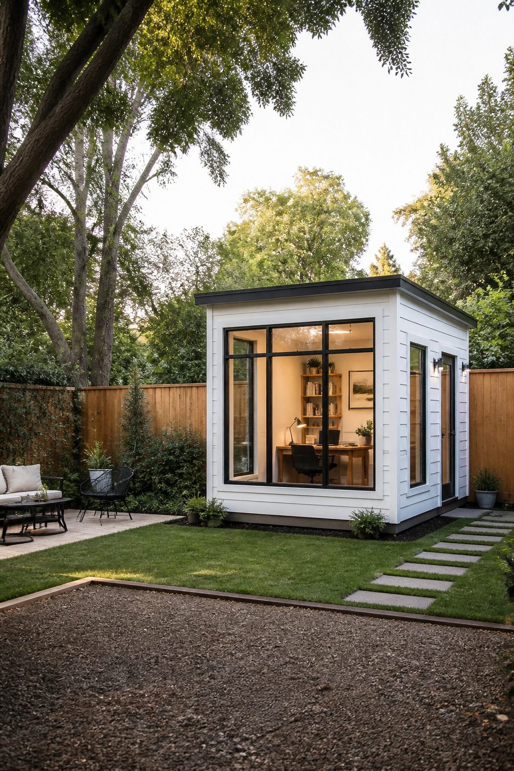 A tiny office structure with a solid foundation.