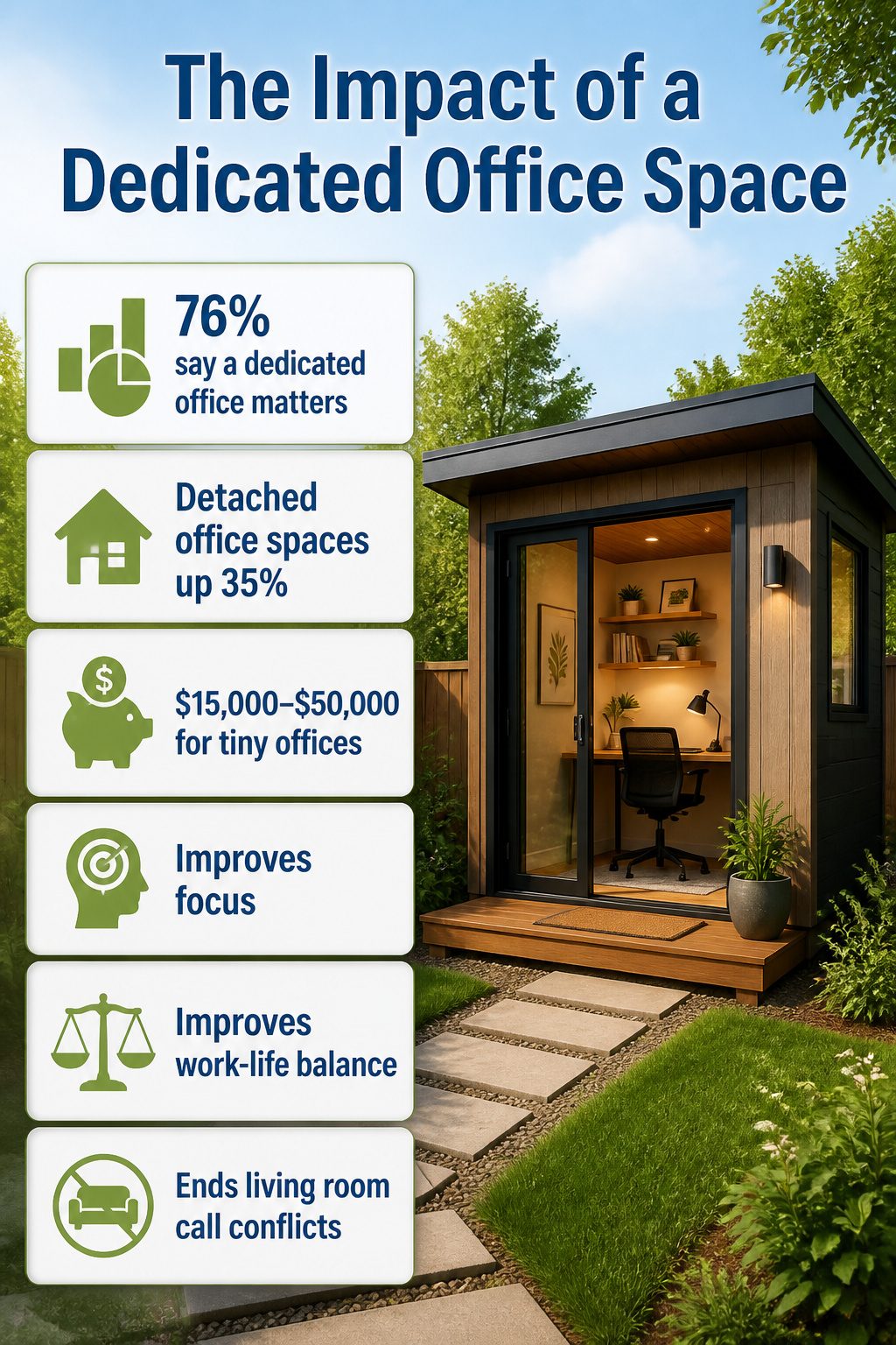 An infographic illustrating the benefits of a separate office space.