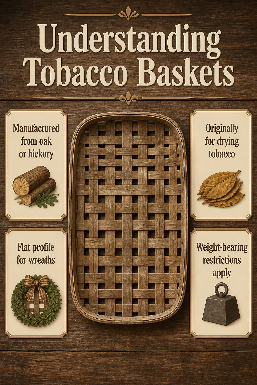 Tobacco Basket Christmas Wreath: 6 Steps for a Farmhouse Holiday Look 7 Information image explaining the purpose of tobacco baskets.