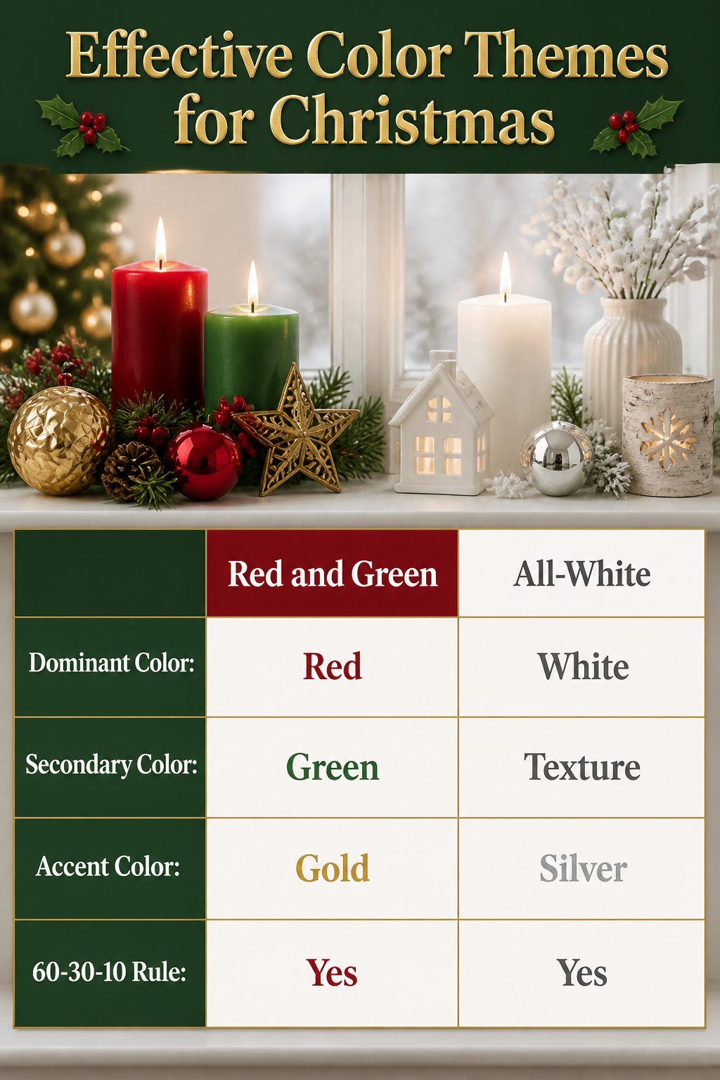 An informative image showing color themes suitable for Christmas decor.